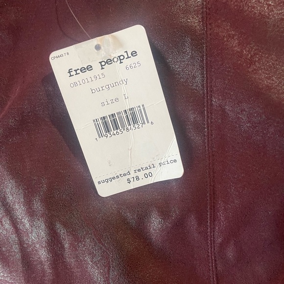 NWT Free People Burgundy Vegan Faux Leather Mini Skirt - Picture 3 of 6
